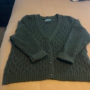 American Eagle army green cable knit oversized cardigan